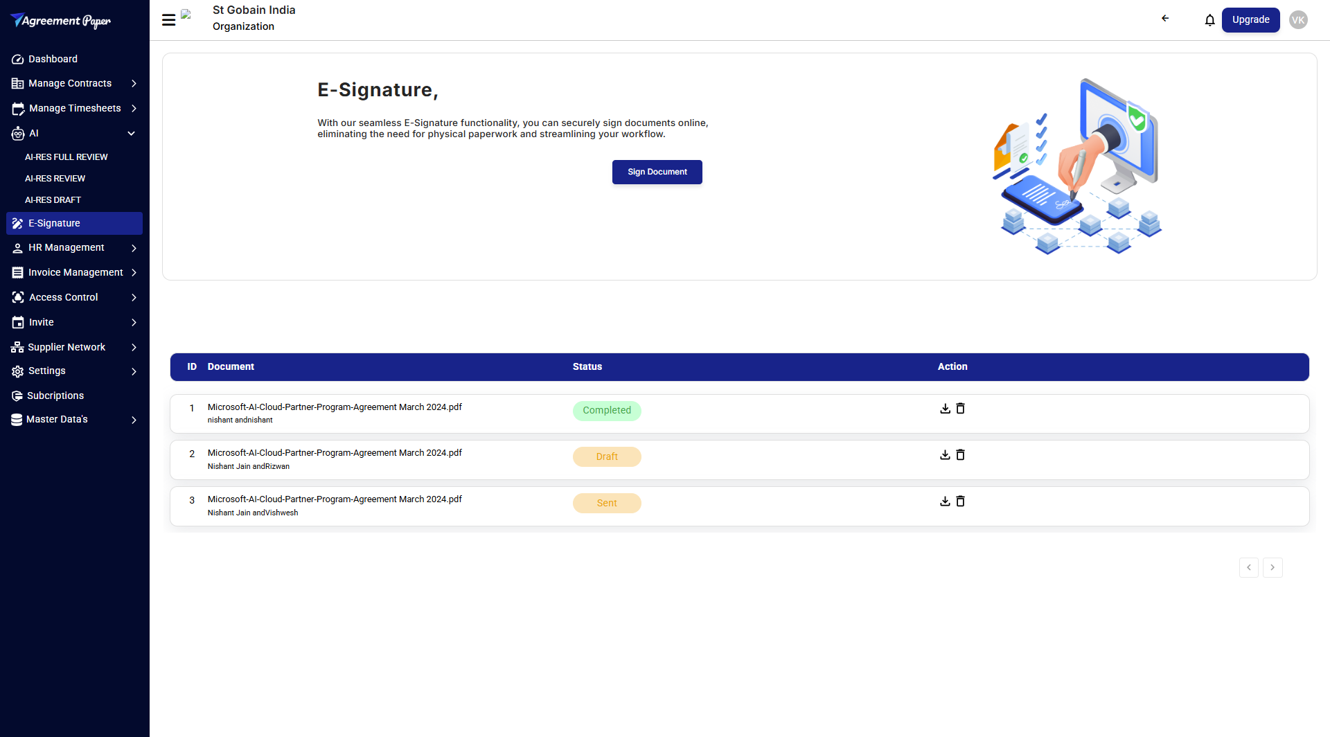 eSign Feature